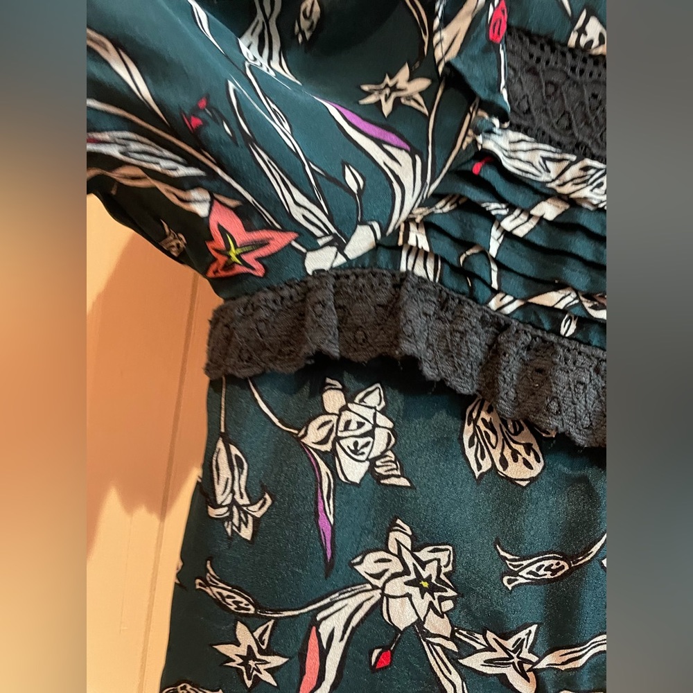 Anthropology Vineet Bahl Turquoise Floral Dress Size XS - Picture 11 of 16